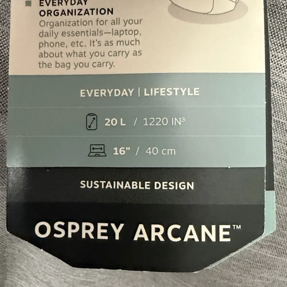 Osprey Arcane Large Day Backpack Grey Heather Commuter Travel 20L 16
